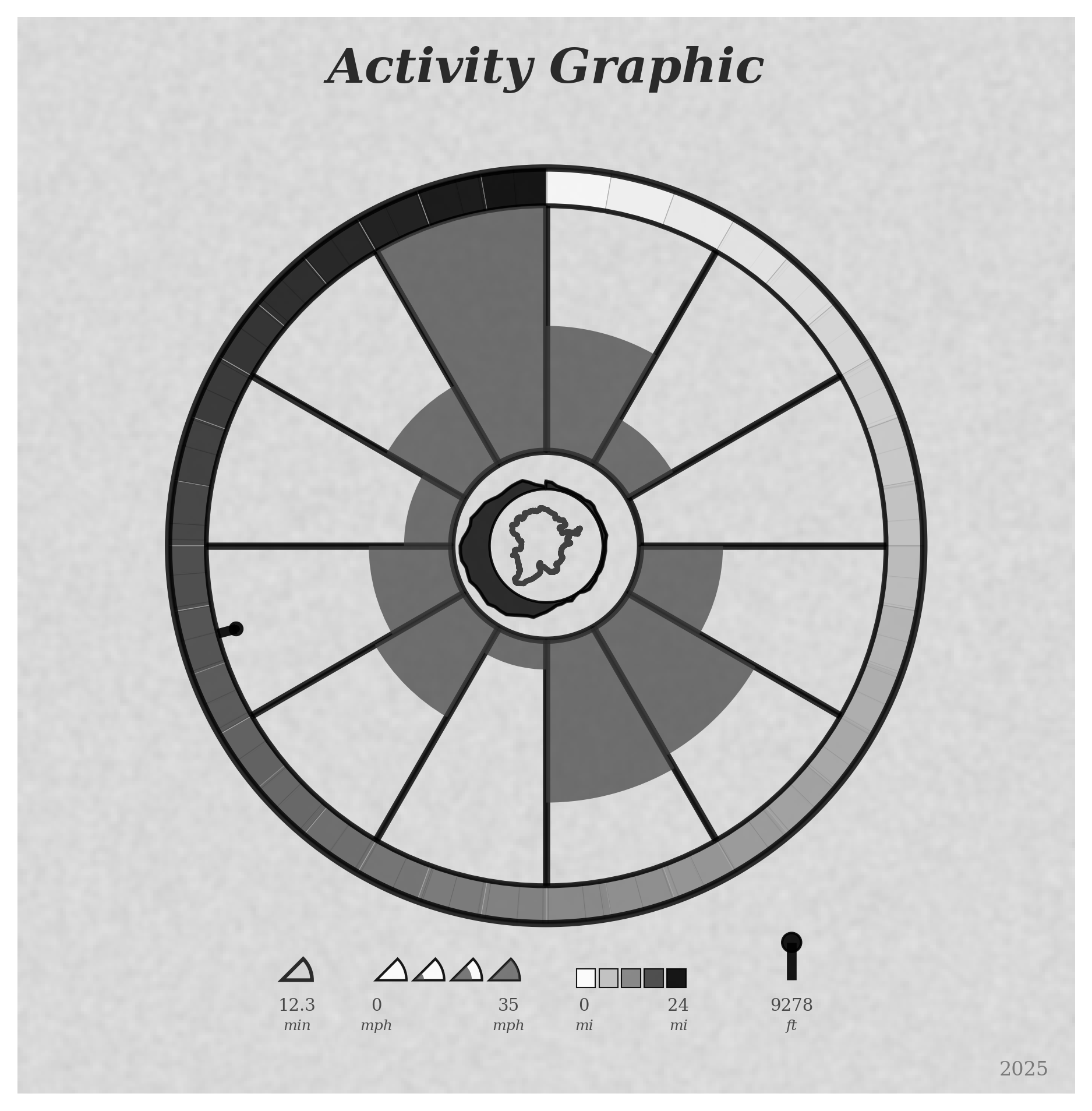 Activity Graphic - Wheel Art Visualization showing cycling data in a beautiful circular format